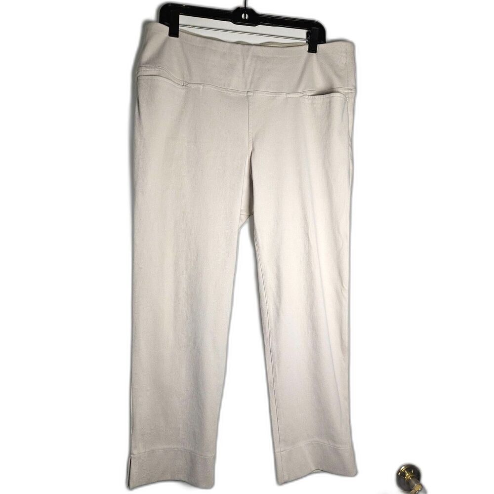J. Jill Pure Jill Comfort High Rise Cropped Pants Cream Ivory Knit Large/XL P